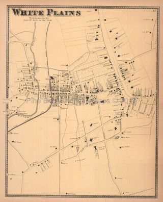 White Plains York Antique Map Beers 1867