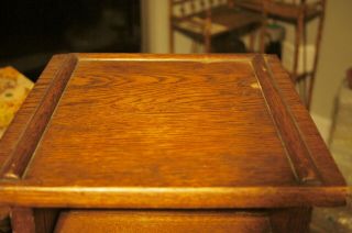 Antique Arts & Crafts Mission Tall Oak File Stand Patina 11