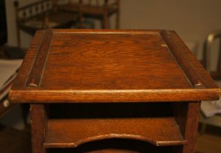 Antique Arts & Crafts Mission Tall Oak File Stand Patina 5