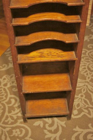 Antique Arts & Crafts Mission Tall Oak File Stand Patina 6