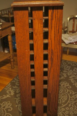 Antique Arts & Crafts Mission Tall Oak File Stand Patina 7