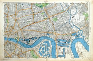 London,  1912 - The City,  East End,  Docks,  & Isle Of Dogs - Antique Map.