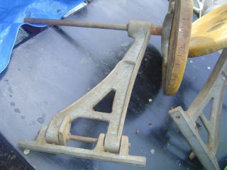 Antique Swing Arm Bracket Stool Industrial Swivel Cast Iron Steampunk 6