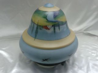 QUIRKY RARE LARGE 1910s ART DECO HAND PAINTED CEILING LIGHT PENDANT SHADE 8