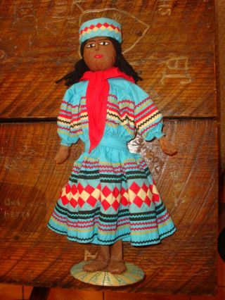 Male Seminole Native American Tall Doll.  17 Inches Tall.  Has Feet To Stand