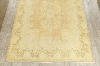 Antique Oriental Wool Rug Hand - Knotted Decorative Floral Carpet 10 x 13 Gold 3