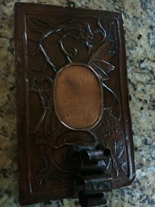 Mission Arts & Crafts Hammered Copper Wall Sconce w/Dragon Motif 4