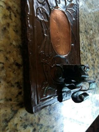 Mission Arts & Crafts Hammered Copper Wall Sconce w/Dragon Motif 6