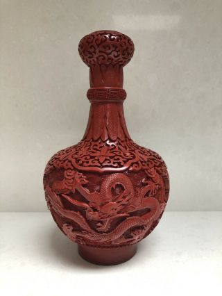 Chinese Cinnabar Dragon Vase