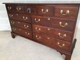 STATTON OLD TOWNE SOLID CHERRY CHIPPENDALE STYLE 11 DRAWER DRESSER 4