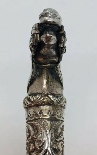 Antique Austrian 900 Sterling Silver Figural Horse Cane Walking Stick Handle 4