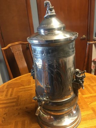 RARE VICTORIAN REED & BARTON WATER URN WITH CHERUBS AND ENGRAVING 2