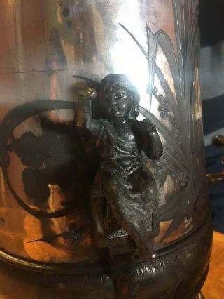 RARE VICTORIAN REED & BARTON WATER URN WITH CHERUBS AND ENGRAVING 6