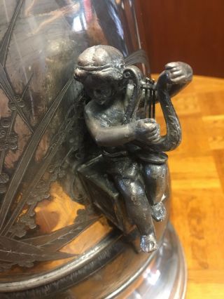 RARE VICTORIAN REED & BARTON WATER URN WITH CHERUBS AND ENGRAVING 8