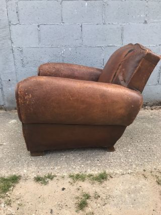 , French,  Leather Antique Club Chair,  Industrial,  Vintage 3