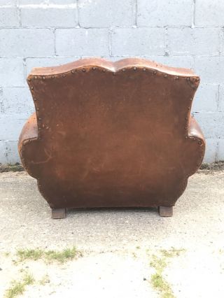 , French,  Leather Antique Club Chair,  Industrial,  Vintage 4