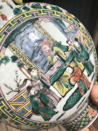 FABULOUS ANTIQUE CHINESE QING DYNASTY FAMILLE VERT PORCELAIN MOON FLASK 9