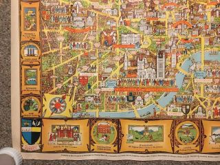 London The Bastion Of Liberty Rare Vtg 1950s Illustrated Color Map Poster 49X40 7