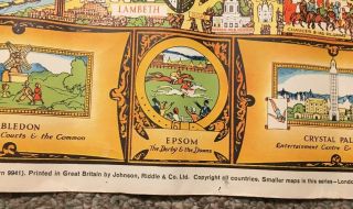 London The Bastion Of Liberty Rare Vtg 1950s Illustrated Color Map Poster 49X40 9
