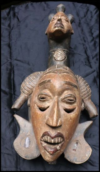 Antique African Tribal Mask with Extra Head Large 5