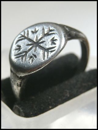 Rare Early Medieval Silver Norse Viking Decorated Finger Ring – ‘helm Of Awe’