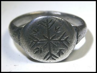 Rare Early Medieval Silver Norse Viking Decorated Finger Ring – ‘Helm of Awe’ 2
