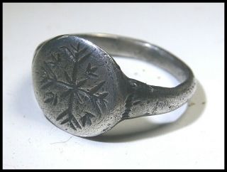 Rare Early Medieval Silver Norse Viking Decorated Finger Ring – ‘Helm of Awe’ 3