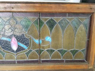 Antique Leaded Stained Glass Window Panel Frame Reclaim Salvage 48 