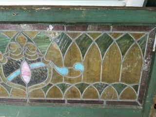 Antique Leaded Stained Glass Window Panel Frame Reclaim Salvage 48 