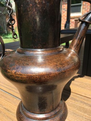 Stickley Brothers Hammered Copper Pitcher Vase Patina Huge Arts Crafts 3