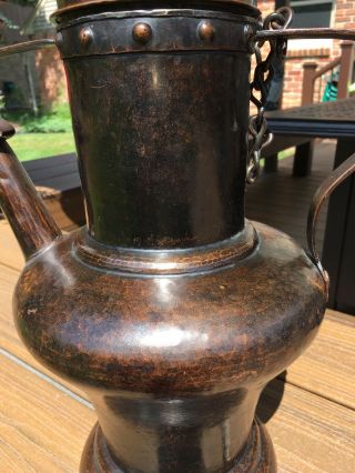 Stickley Brothers Hammered Copper Pitcher Vase Patina Huge Arts Crafts 6