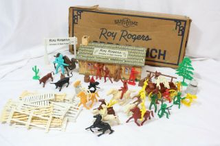 Roy Rogers Double R Bar Ranch Vintage Marx Playset Fence Figures Horses Cowboys
