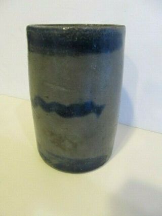 CA 1860 Stoneware Canning Jar With Cobalt Stripes 2