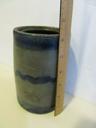 CA 1860 Stoneware Canning Jar With Cobalt Stripes 9