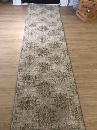 Vintage Oushak Wool Turkish Hand - Knotted Runner,  10 