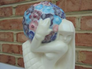 Zimpleman Signed Art Deco Pottery Nude Woman w Flower Ball Figure 9 