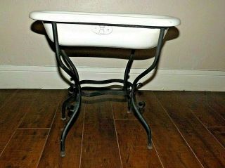 ANTIQUE FRENCH PORCELAIN BIDET w/ ORNATE IRON STAND J.  B.  MODELE & MARQUE 6