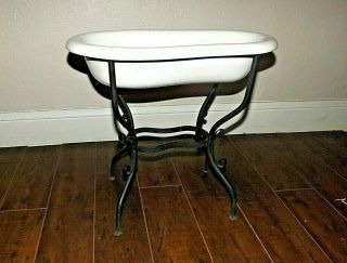 ANTIQUE FRENCH PORCELAIN BIDET w/ ORNATE IRON STAND J.  B.  MODELE & MARQUE 7