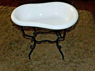 ANTIQUE FRENCH PORCELAIN BIDET w/ ORNATE IRON STAND J.  B.  MODELE & MARQUE 9