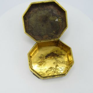 Antique Japanese Damascene Octagonal Brass Box,  Beautifully Hand Crafted,  NR 4