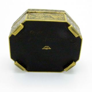 Antique Japanese Damascene Octagonal Brass Box,  Beautifully Hand Crafted,  NR 6