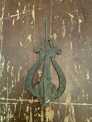Antique Ornate Cast Iron Wall Hanging Receipt Hook General Store B