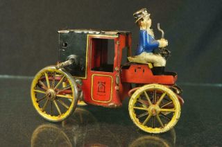 Vintage Lehmann German Tin Horseless Motor Coach W/ Driver Wind Up Toy