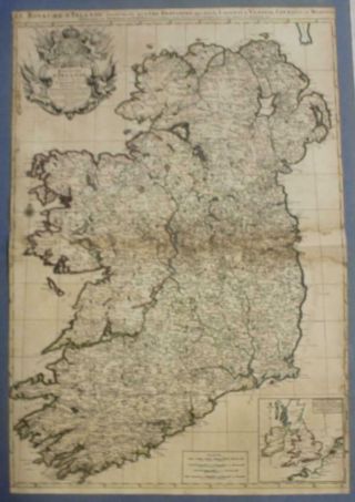 Ireland 1696 Sanson & Jaillot Unusual Large Antique Copper Engraved Map