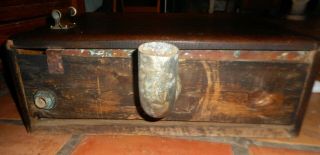 Antique Vintage Oak Toilet Tank with Lid Push Lever Copper Lined 5