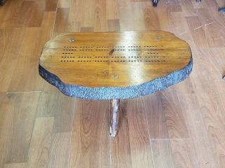 Vintage Adirondack Handmade Pine Cribbage Table Circa 1940 