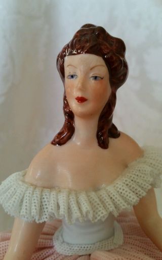 Rare Vintage Dresden Lace Seated Lady OUTSTANDING 2