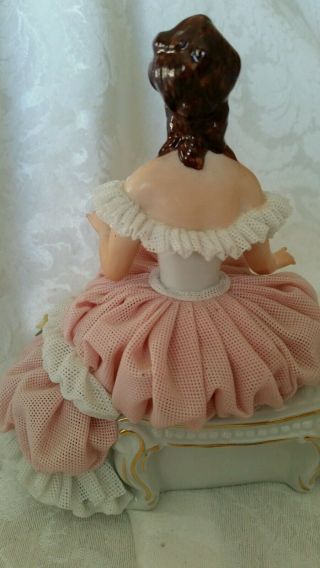 Rare Vintage Dresden Lace Seated Lady OUTSTANDING 5