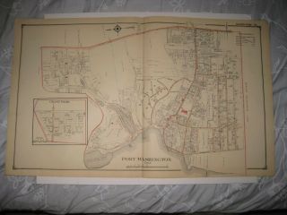Antique 1914 Port Washington Hempstead Baldwin Nassau County York Hndclr Map