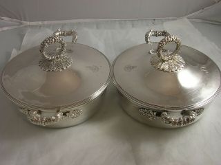 1840 Paris French Pair Silver Entree Dishes 2803 grams ESTO QUOD ESSE VIDERIS 2